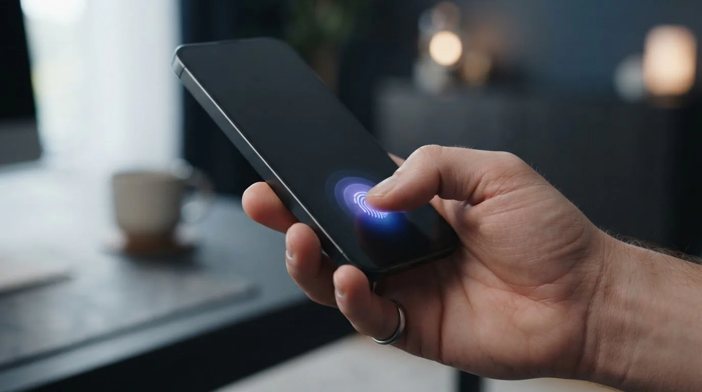 Mobile phone screen showing AStroPay OneTouch biometric authorization for casino deposit