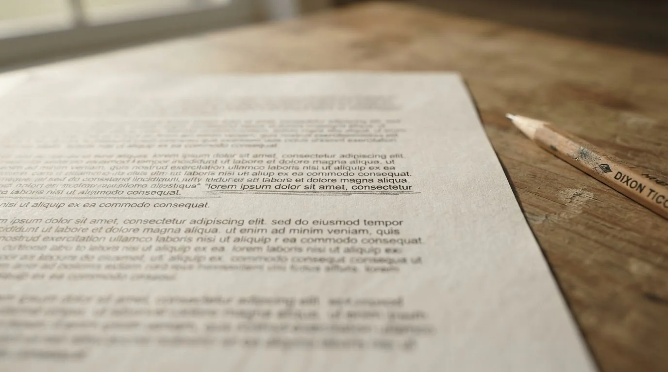 Close-up of printed terms and conditions document with a paragraph underlined in pencil