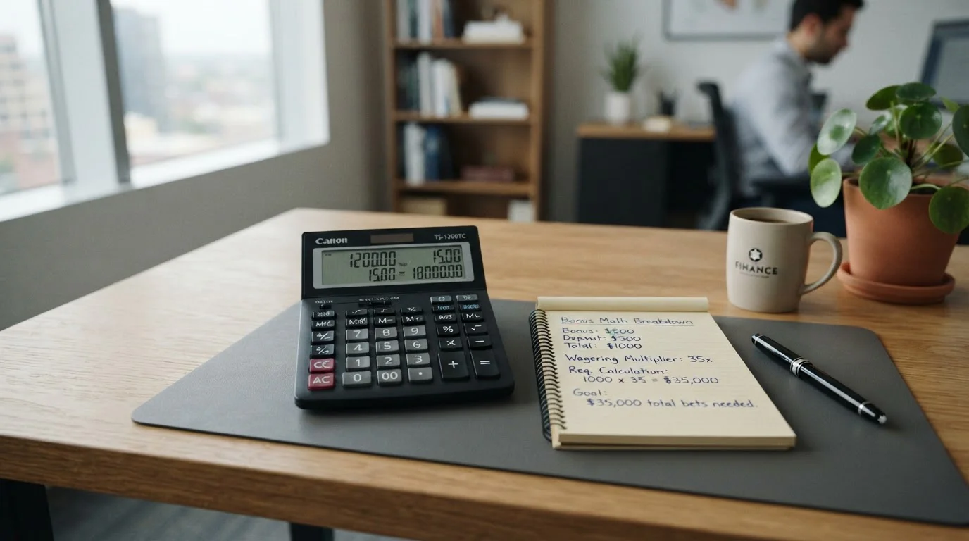 Calculator displaying 40× wagering requirement breakdown