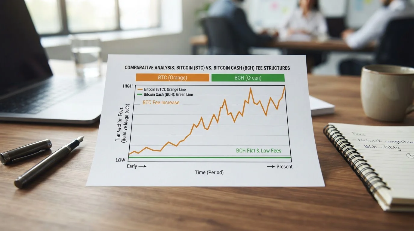 Bitcoin versus Bitcoin Cash fee comparison chart without numbers