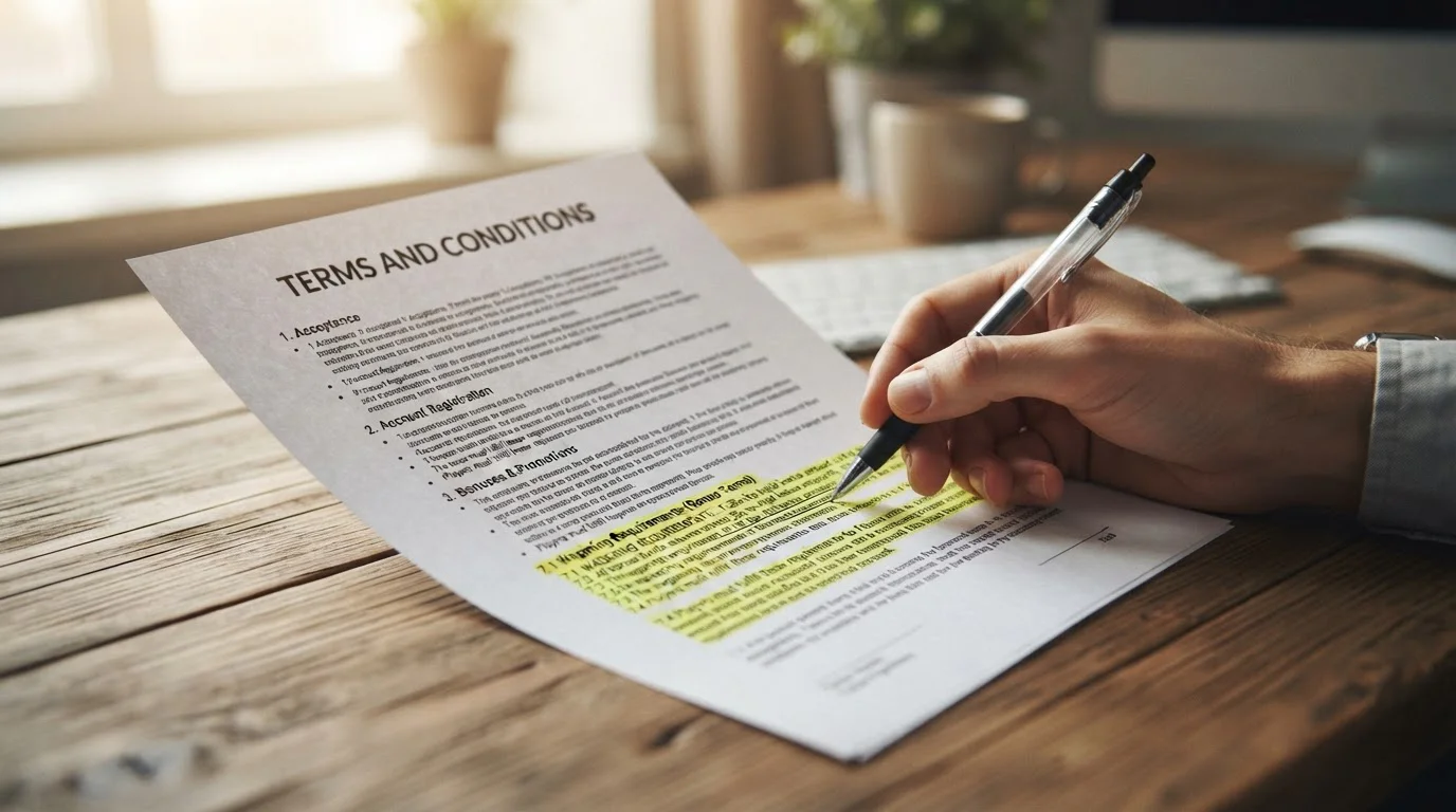 Casino bonus terms and wagering requirements document