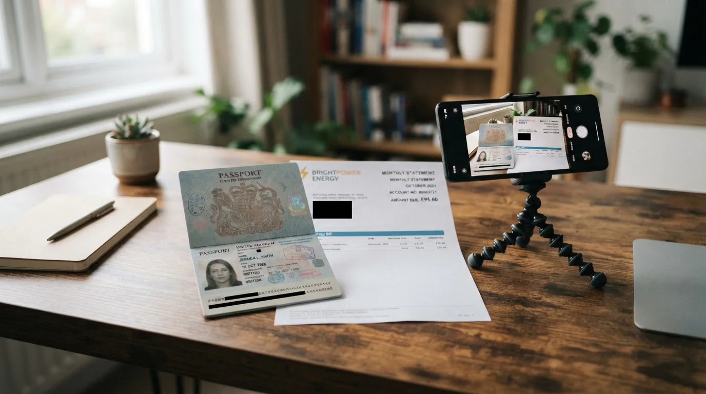 KYC verification documents including photo ID and proof of address