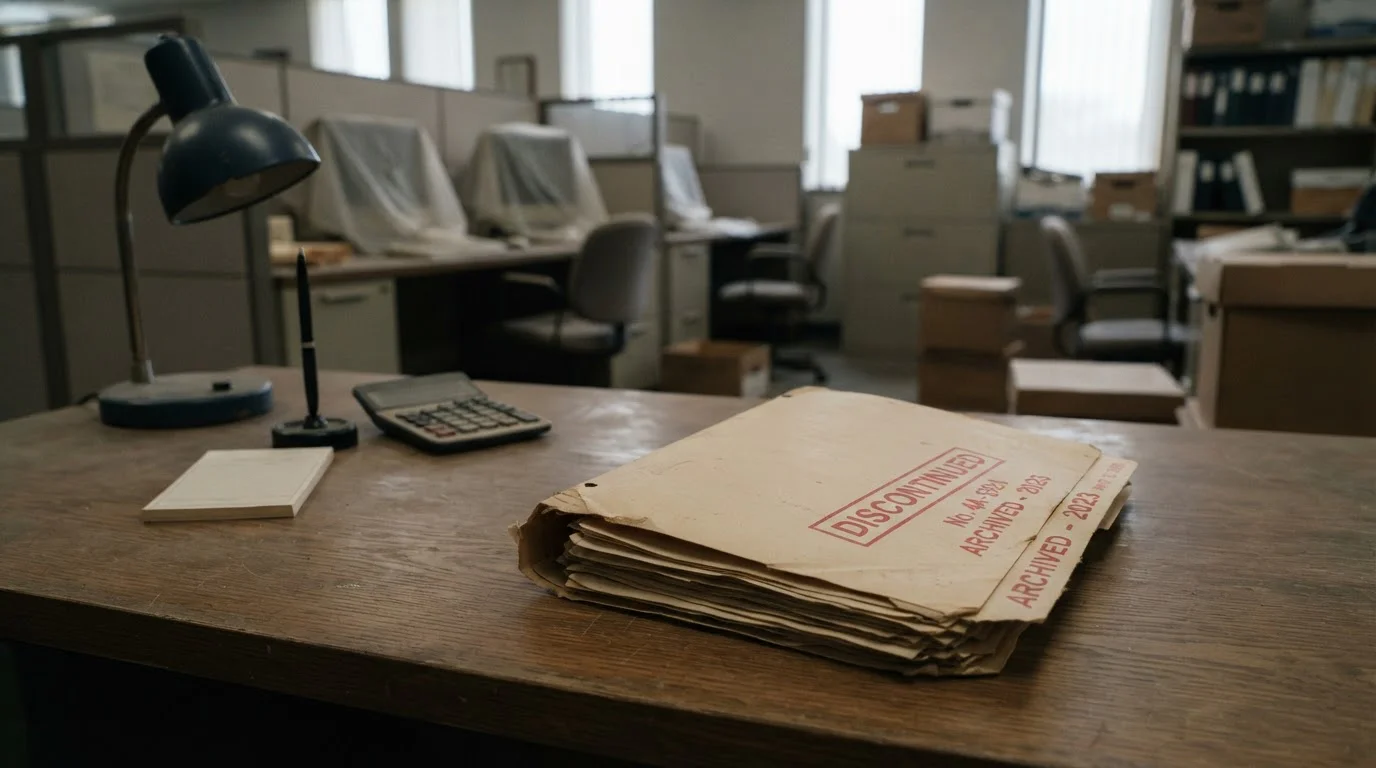 Archived office folder documenting a discontinued online payment service