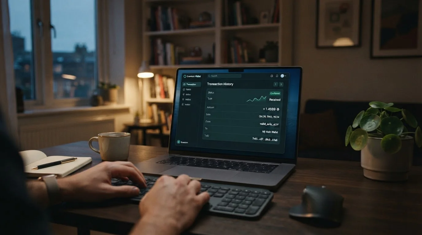 Bitcoin wallet transaction screen showing cryptocurrency casino deposit
