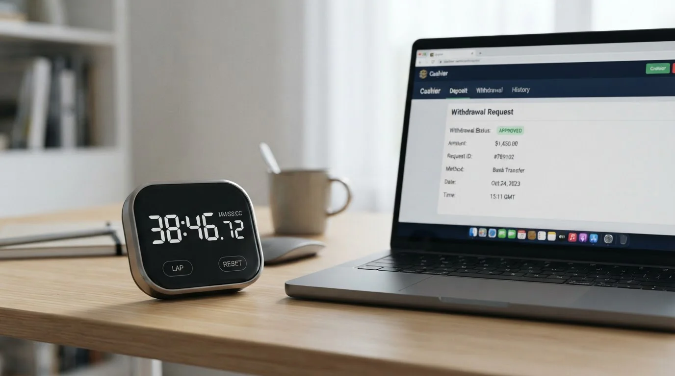 Digital stopwatch showing under one hour with casino payment interface