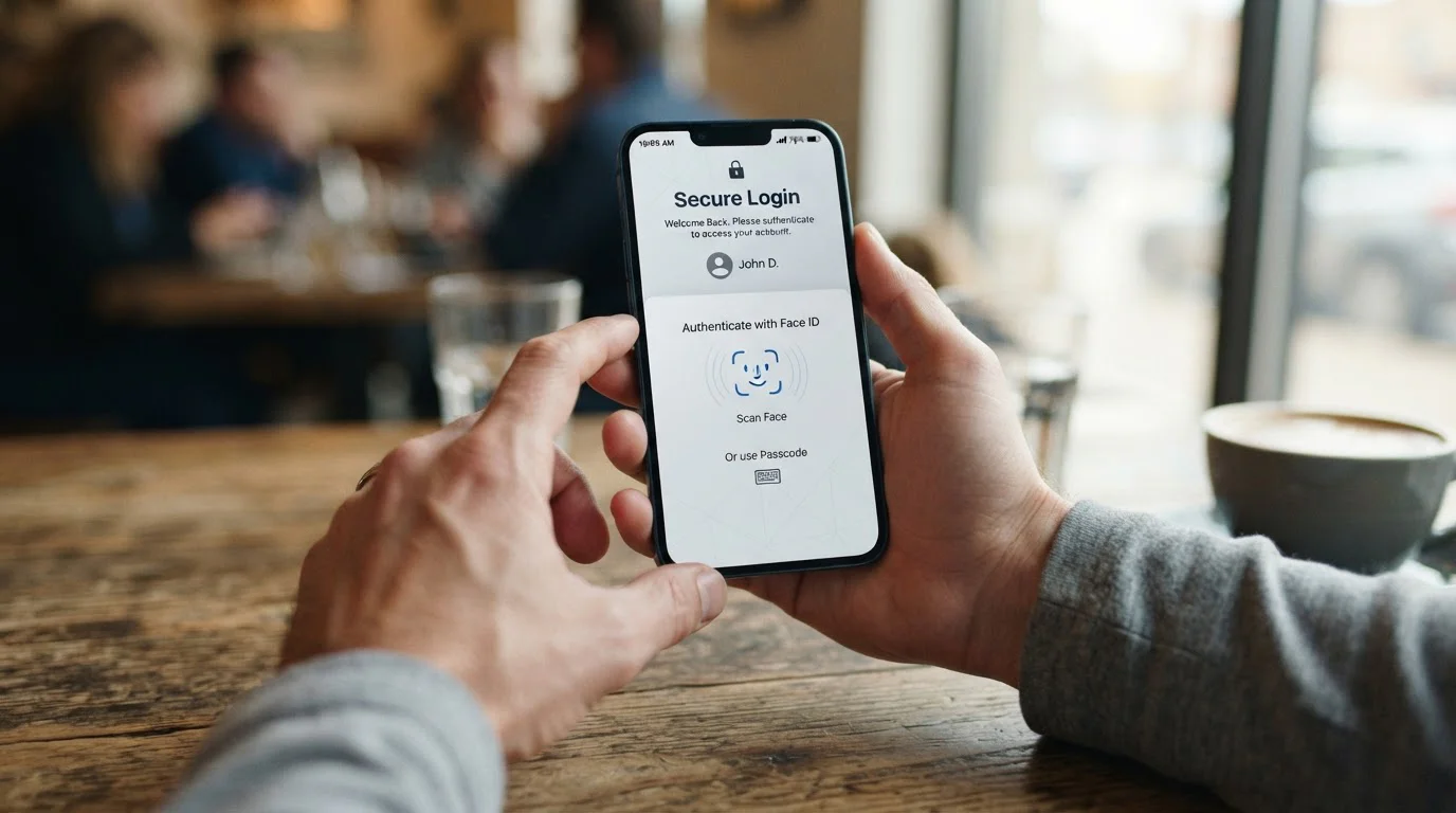 Person using smartphone banking app for casino deposit