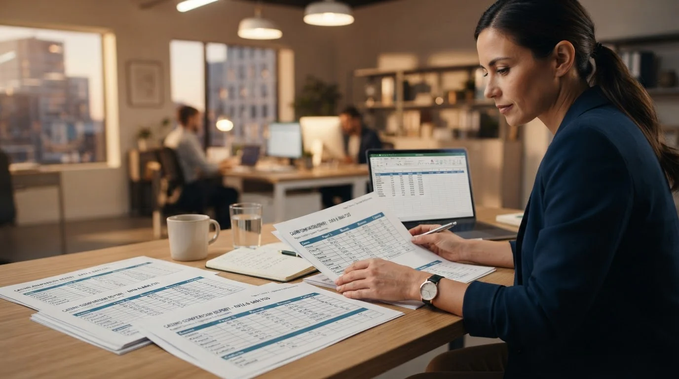 Casino operators comparison documents on desk