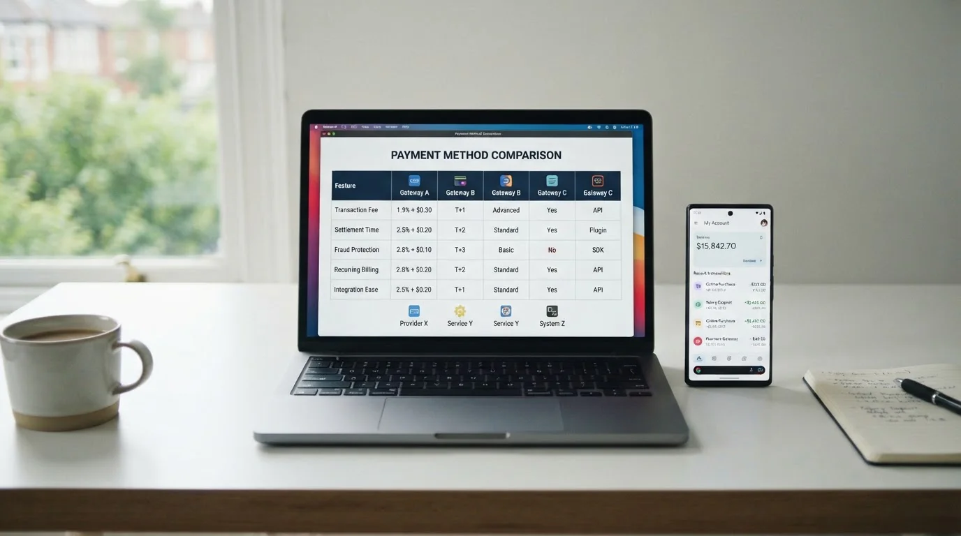 Comparison of UK casino payment methods on laptop screen