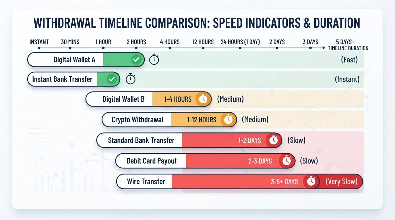 Comparison table of UK casino withdrawal speeds by operator and payment method