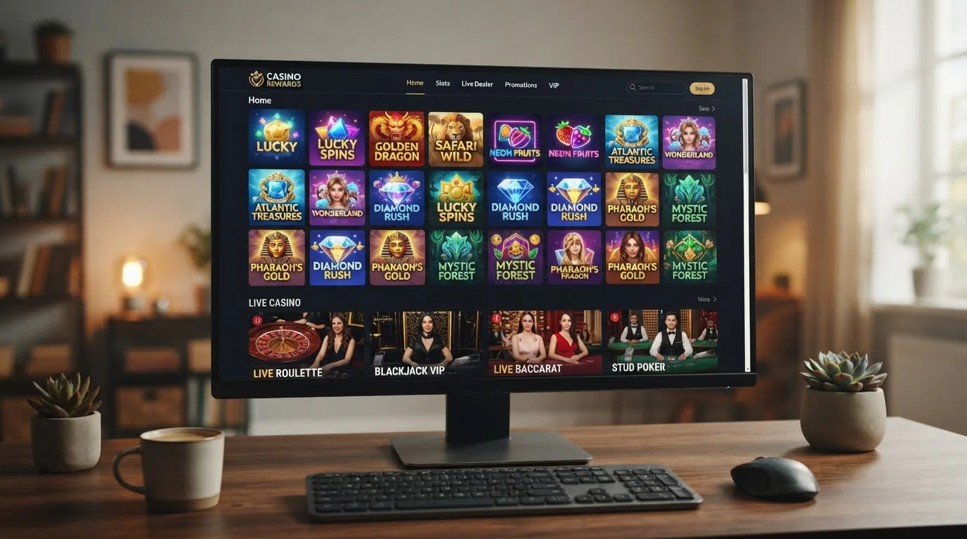 Modern online casino interface with live dealer tables and game selection