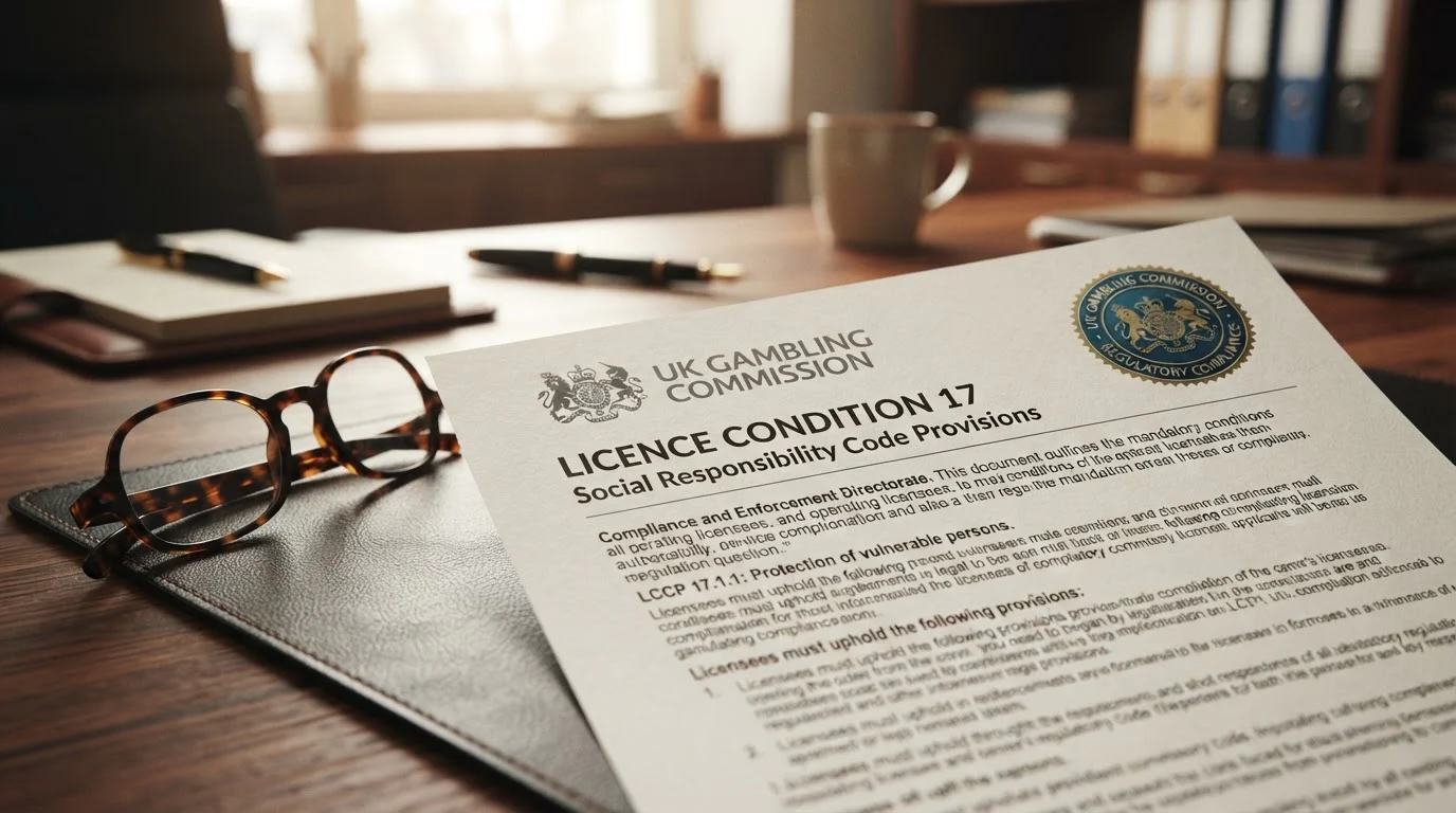 UKGC official document with license seal and regulatory text