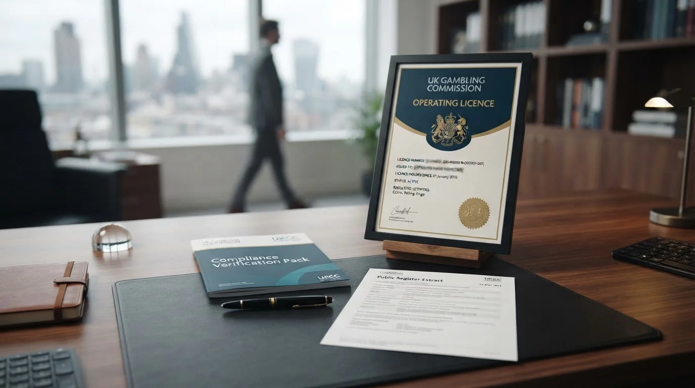 UK Gambling Commission official licence badge and verification documentation