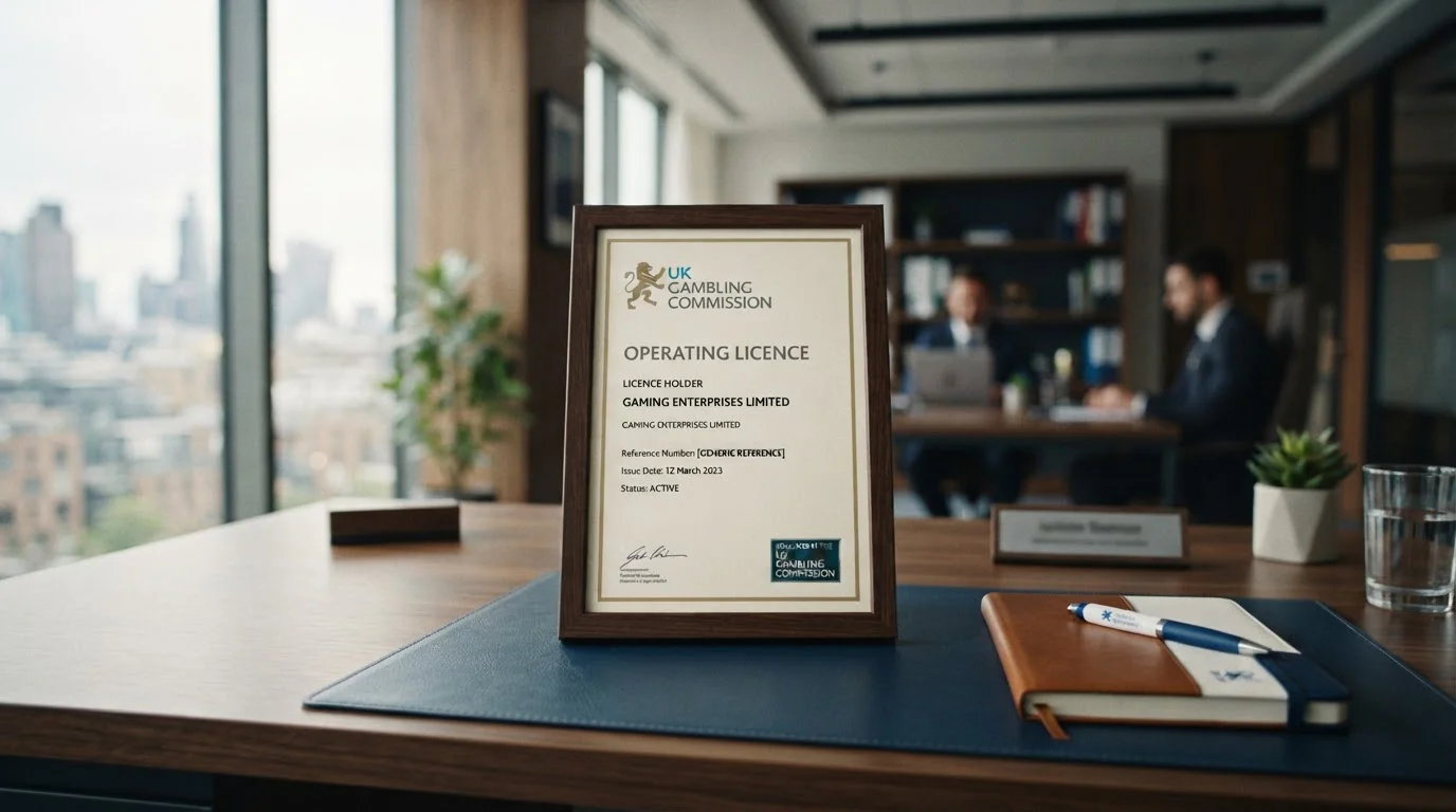 UK Gambling Commission official document and licensing badge