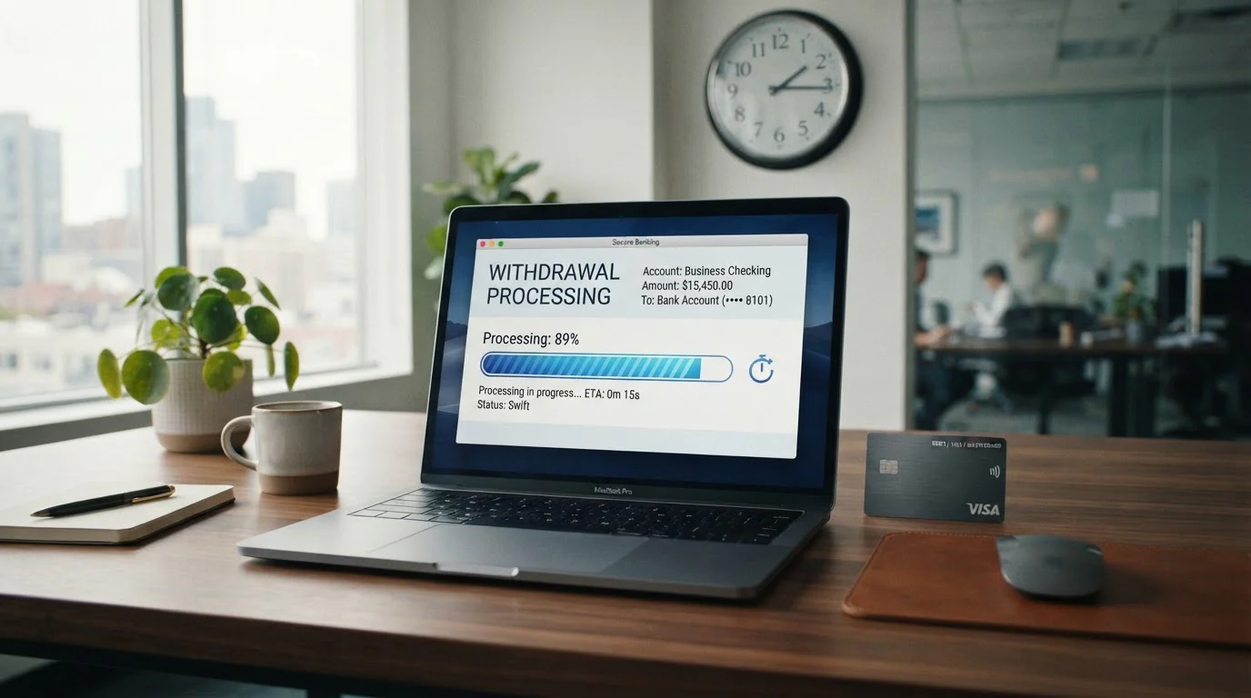 Fast withdrawal processing with Visa Direct showing timeline comparison