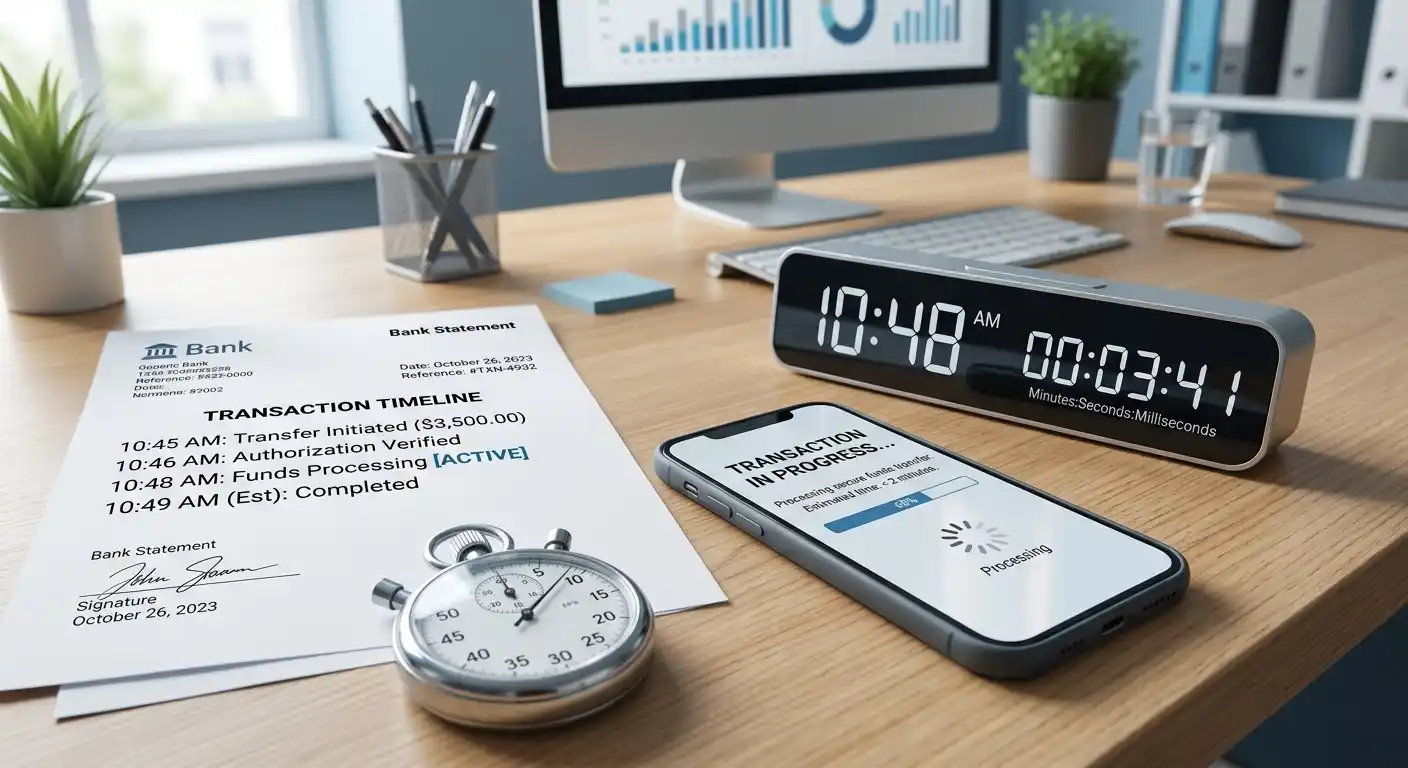 Fast withdrawal timing clock concept with crypto vs bank transfer speed
